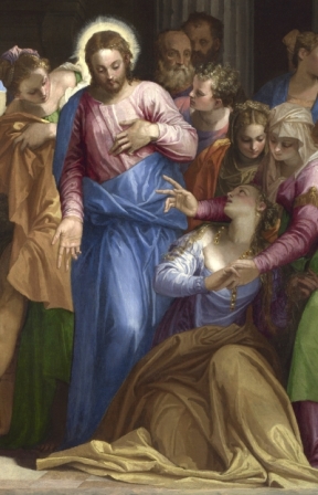 Cristo cura uma mulher com fluxo de sangue (det.) | Veronese | National Gallery, Londres, Inglaterra